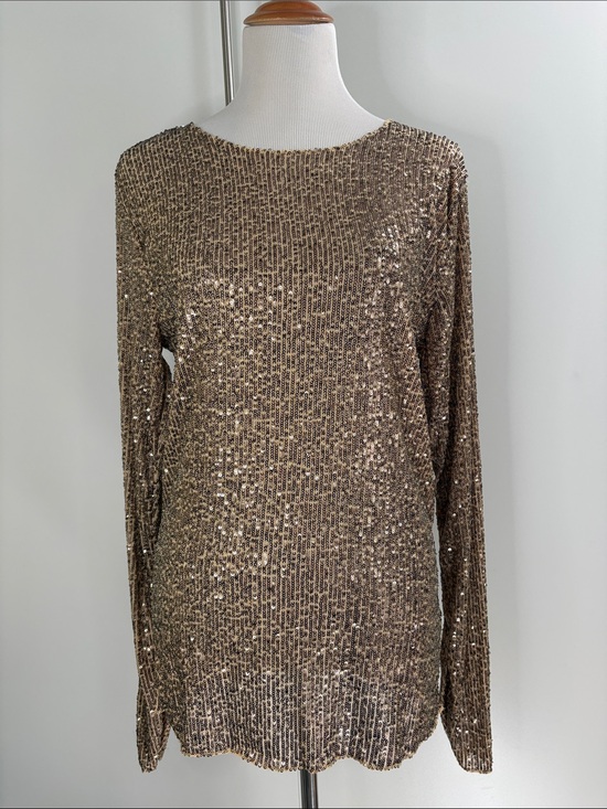 Intimately By Free People Tops - Intimately by free people Sequin Long Sleeve Crewneck Top - Gold